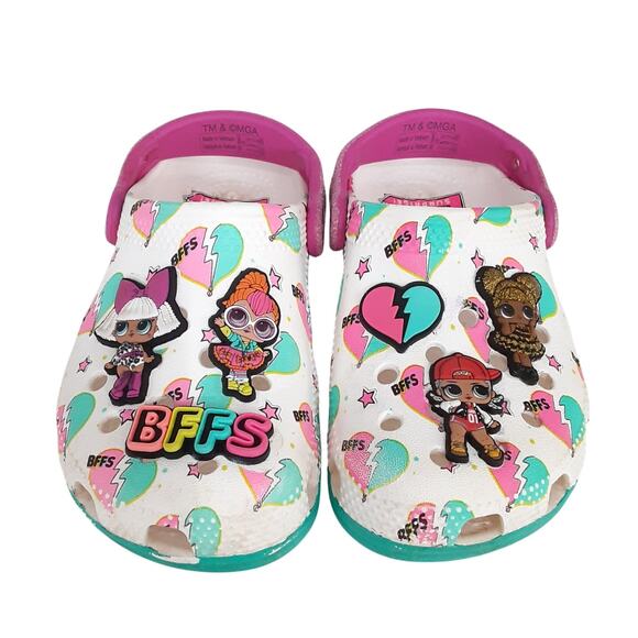 Crocs LOL Doll Clogs Slip On Shoes With Jibbitz Girls 10 Water Shoes White - Picture 1 of 8